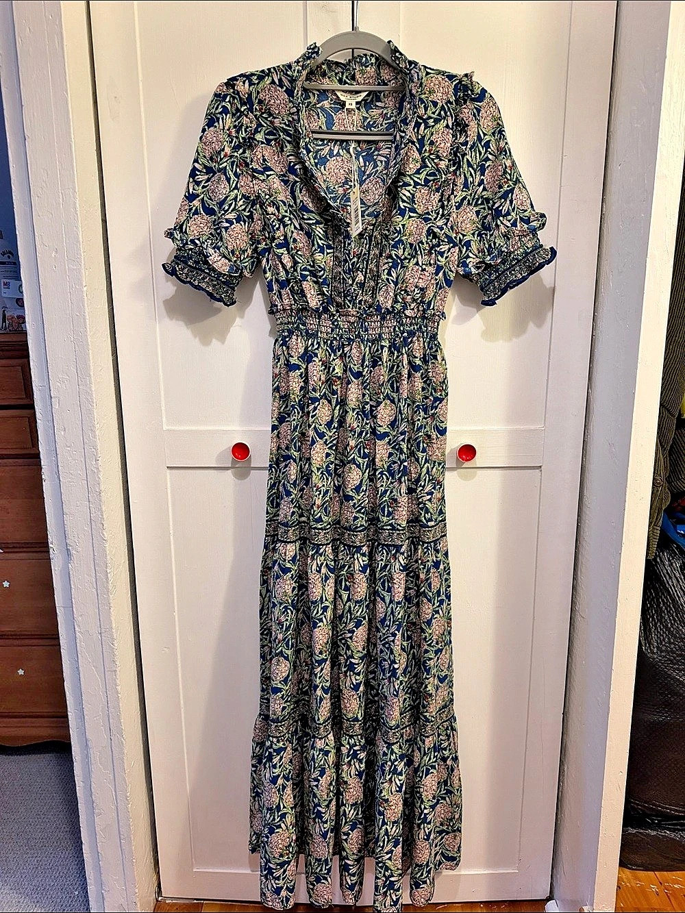Max Studio Floral Maxi Dress Blue & Pink Size XS